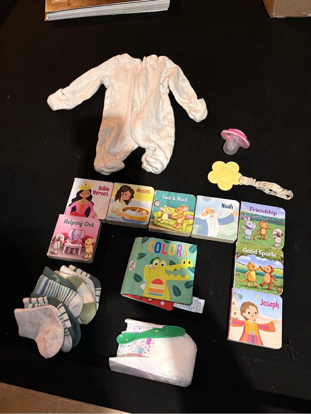wonder nation White Sleeper with Pink Pacifier and Colorful Board Books Play Set